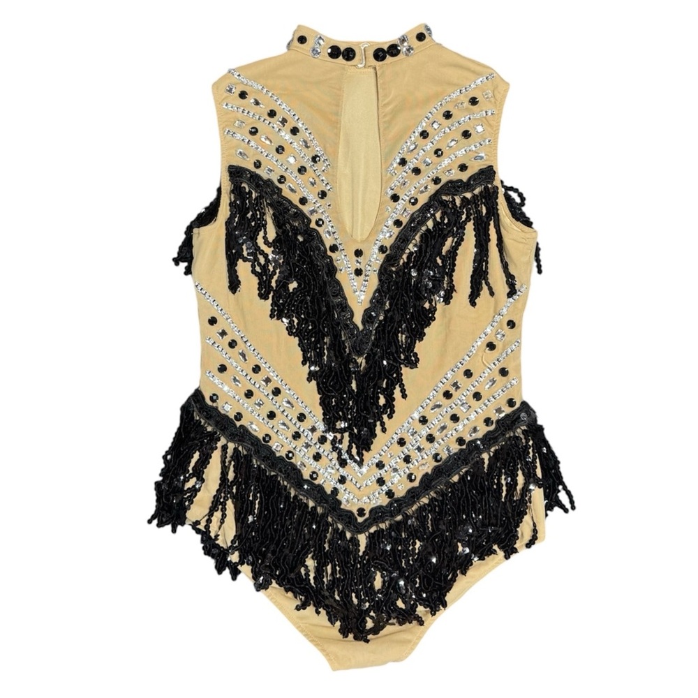 Glamour Costumes Nude Crystal Fringe Bodysuit MA Contemporary Jazz Costume - Picture 3 of 4